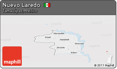 Silver Style Panoramic Map of Nuevo Laredo, single color outside
