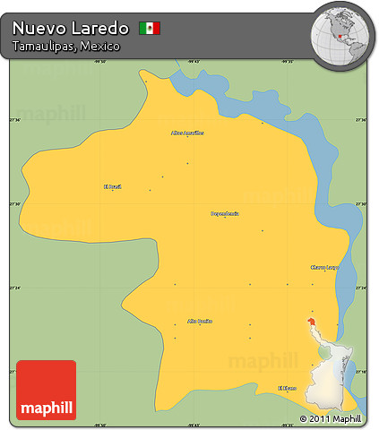 Savanna Style Simple Map of Nuevo Laredo, single color outside