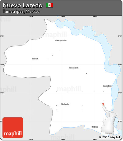 Silver Style Simple Map of Nuevo Laredo, single color outside