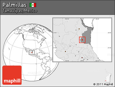 Blank Location Map of Palmillas, highlighted country, highlighted parent region