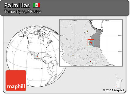 Blank Location Map of Palmillas, highlighted country, highlighted parent region