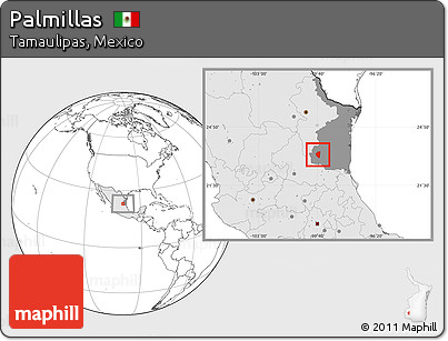 Blank Location Map of Palmillas, highlighted country, highlighted parent region