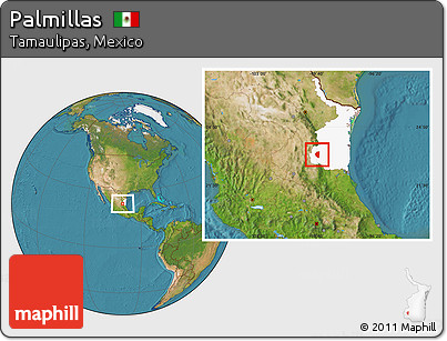 Satellite Location Map of Palmillas, highlighted parent region