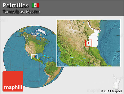 Satellite Location Map of Palmillas, highlighted parent region