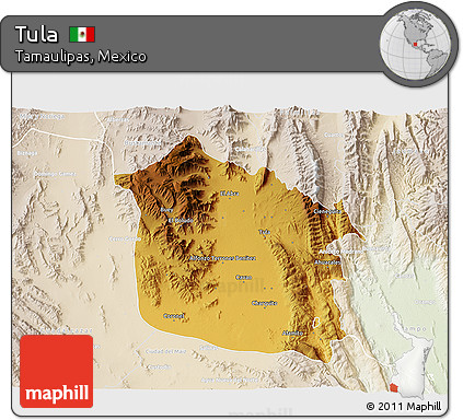 Physical 3D Map of Tula, lighten