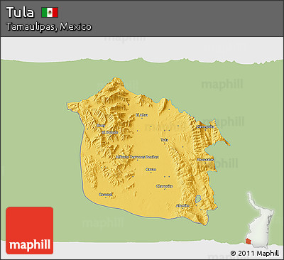 Savanna Style 3D Map of Tula, single color outside