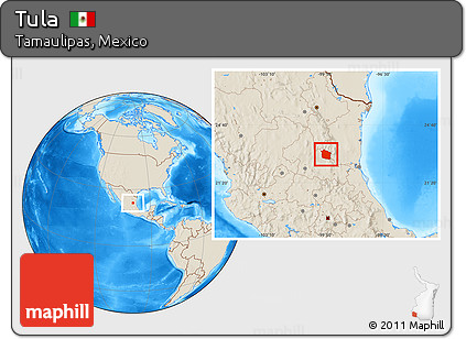 Shaded Relief Location Map of Tula