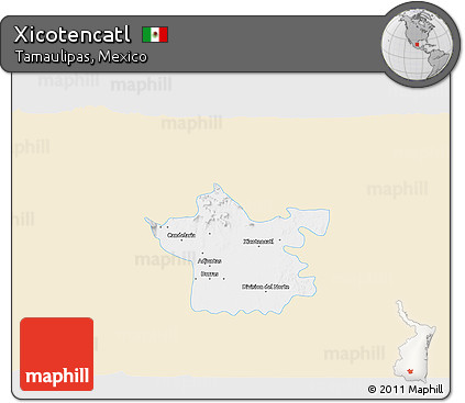 Classic Style 3D Map of Xicotencatl, single color outside
