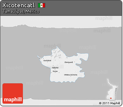 Gray 3D Map of Xicotencatl, single color outside