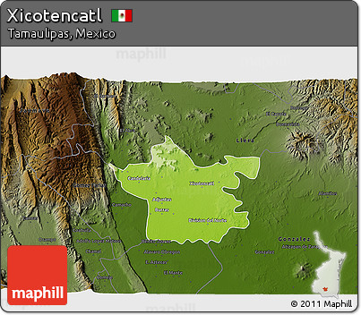 Physical 3D Map of Xicotencatl, darken