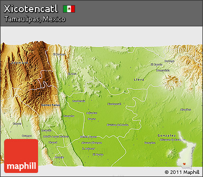 Physical 3D Map of Xicotencatl