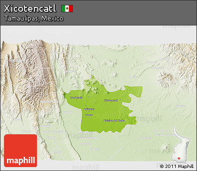 Physical 3D Map of Xicotencatl, lighten