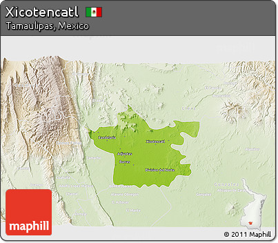 Physical 3D Map of Xicotencatl, lighten