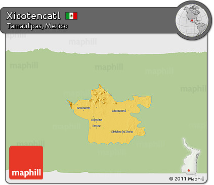 Savanna Style 3D Map of Xicotencatl, single color outside