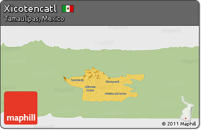 Savanna Style Panoramic Map of Xicotencatl, single color outside