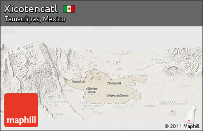 Shaded Relief Panoramic Map of Xicotencatl, lighten
