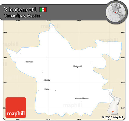 Classic Style Simple Map of Xicotencatl, single color outside
