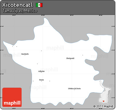 Gray Simple Map of Xicotencatl, single color outside