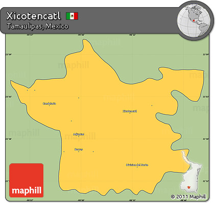 Savanna Style Simple Map of Xicotencatl, cropped outside