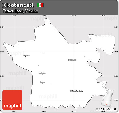Silver Style Simple Map of Xicotencatl, cropped outside