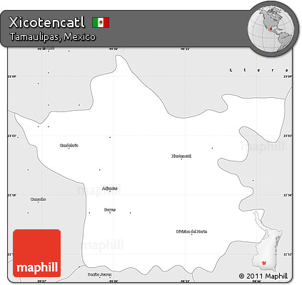 Silver Style Simple Map of Xicotencatl