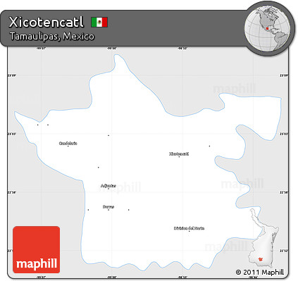 Silver Style Simple Map of Xicotencatl, single color outside