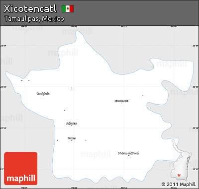 Silver Style Simple Map of Xicotencatl, single color outside