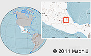Gray Location Map of Apizaco, highlighted country, hill shading