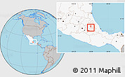 Gray Location Map of Apizaco, highlighted country