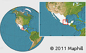 Satellite Location Map of Apizaco, highlighted country, within the entire country