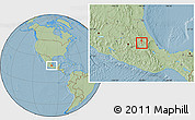 Savanna Style Location Map of Apizaco, hill shading