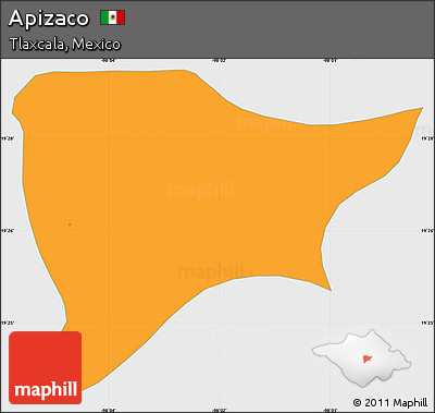 Political Simple Map of Apizaco, single color outside