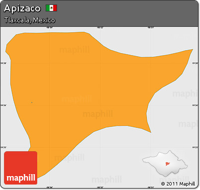 Political Simple Map of Apizaco, single color outside