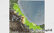 Physical 3D Map of Veracruz, darken, semi-desaturated