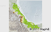 Physical 3D Map of Veracruz, lighten, semi-desaturated