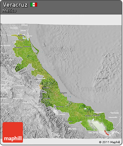 Satellite 3D Map of Veracruz, lighten, desaturated