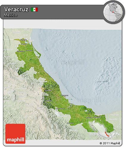 Satellite 3D Map of Veracruz, lighten