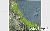 Satellite 3D Map of Veracruz, semi-desaturated