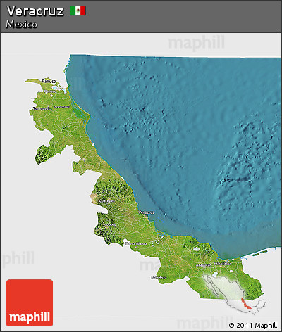 Satellite 3D Map of Veracruz, single color outside