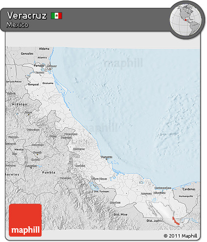 Silver Style 3D Map of Veracruz