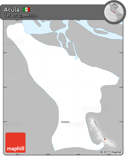Gray Simple Map of Acula, single color outside