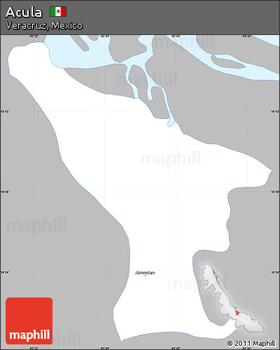 Gray Simple Map of Acula, single color outside