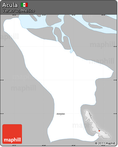 Gray Simple Map of Acula, single color outside