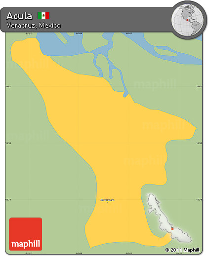 Savanna Style Simple Map of Acula, single color outside