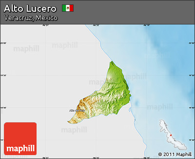 Physical Map of Alto Lucero, single color outside