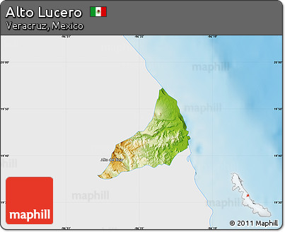 Physical Map of Alto Lucero, single color outside