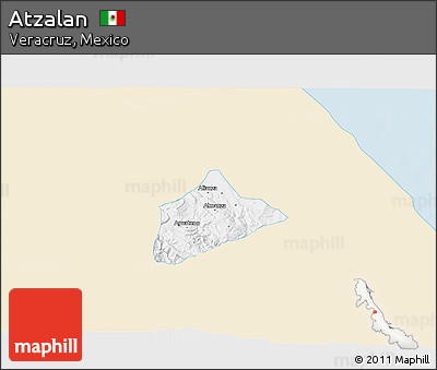 Classic Style 3D Map of Atzalan, single color outside