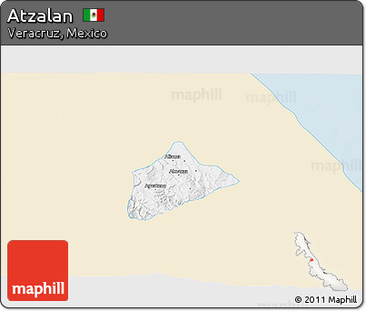 Classic Style 3D Map of Atzalan, single color outside