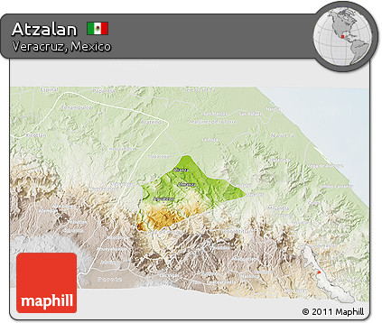 Physical 3D Map of Atzalan, lighten