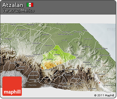 Physical 3D Map of Atzalan, semi-desaturated